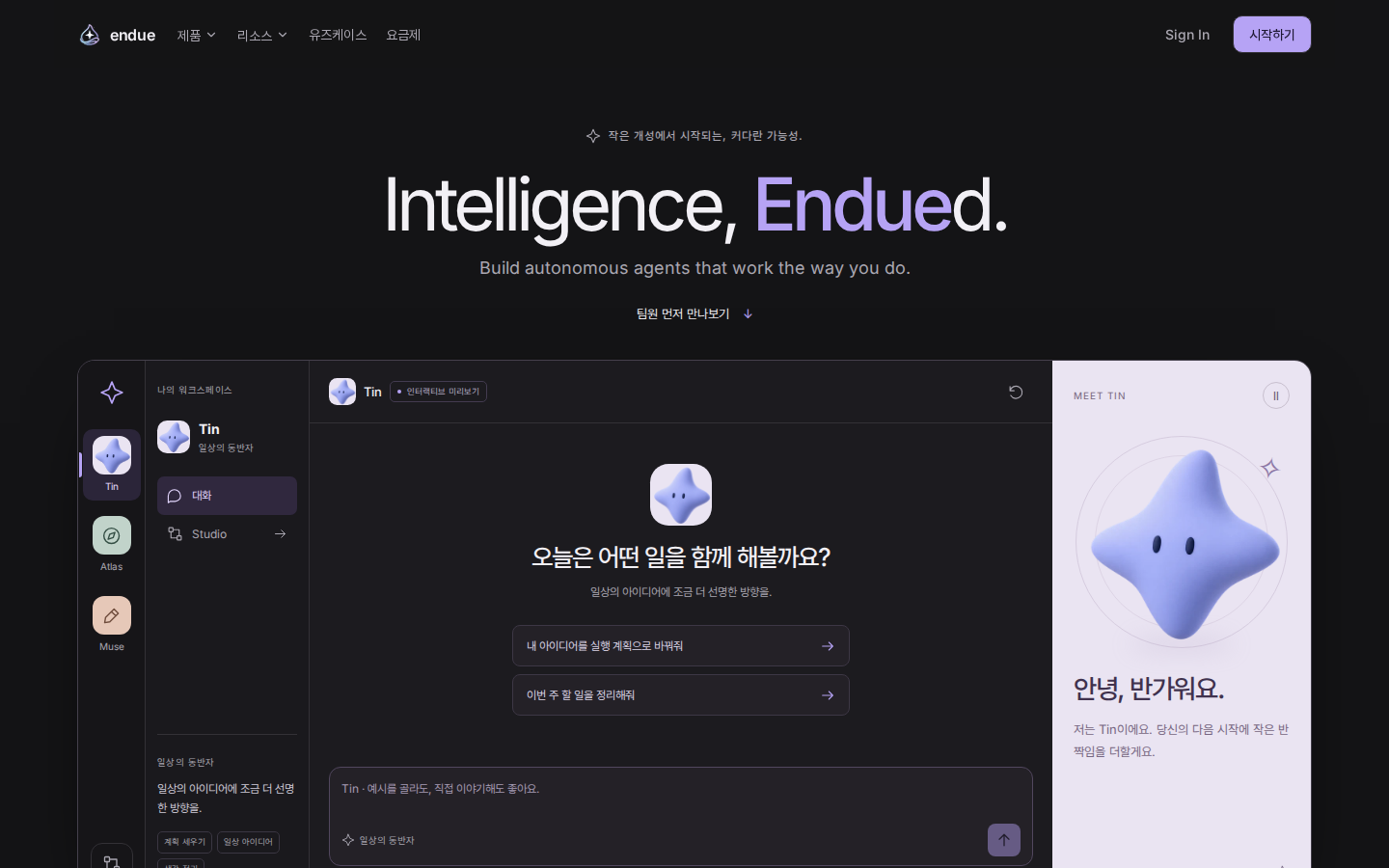 랜딩: Tin 과 인터랙티브 미리보기