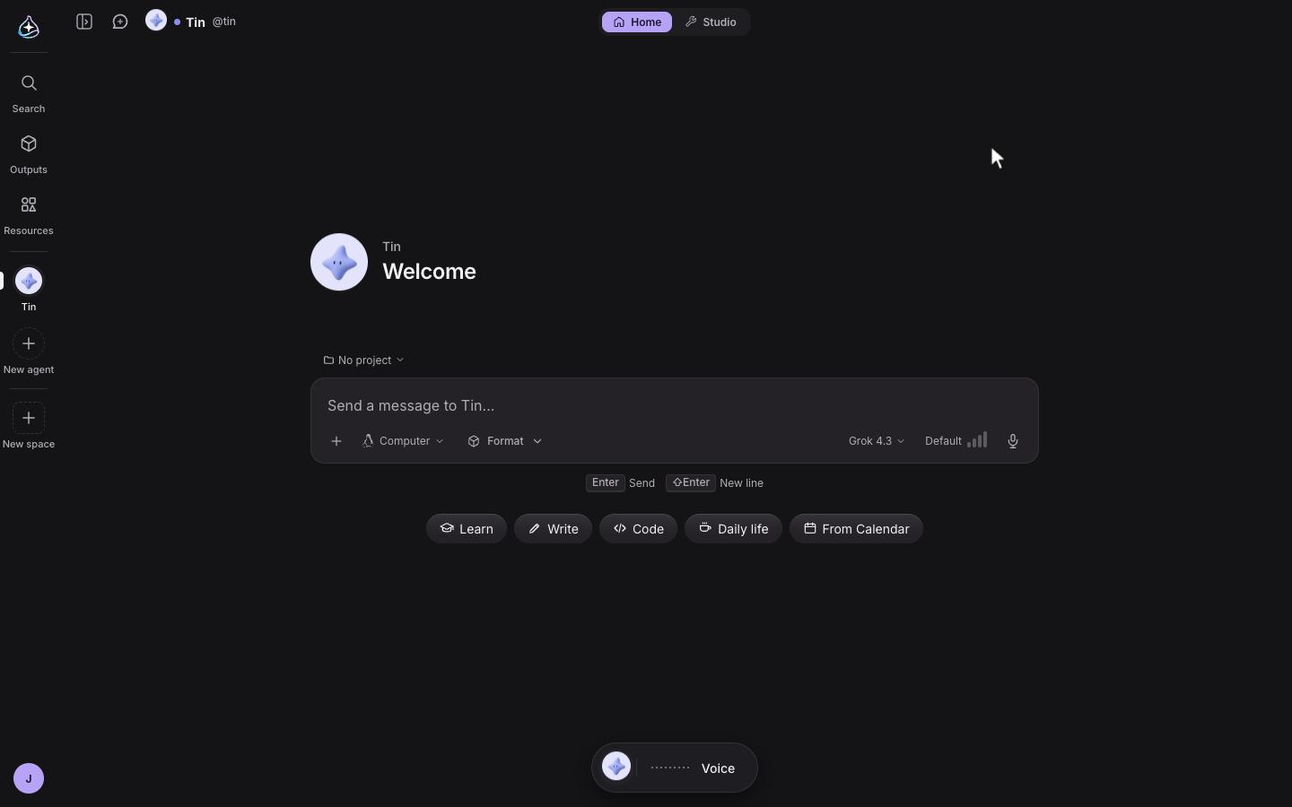Before: the chat home on a plain background